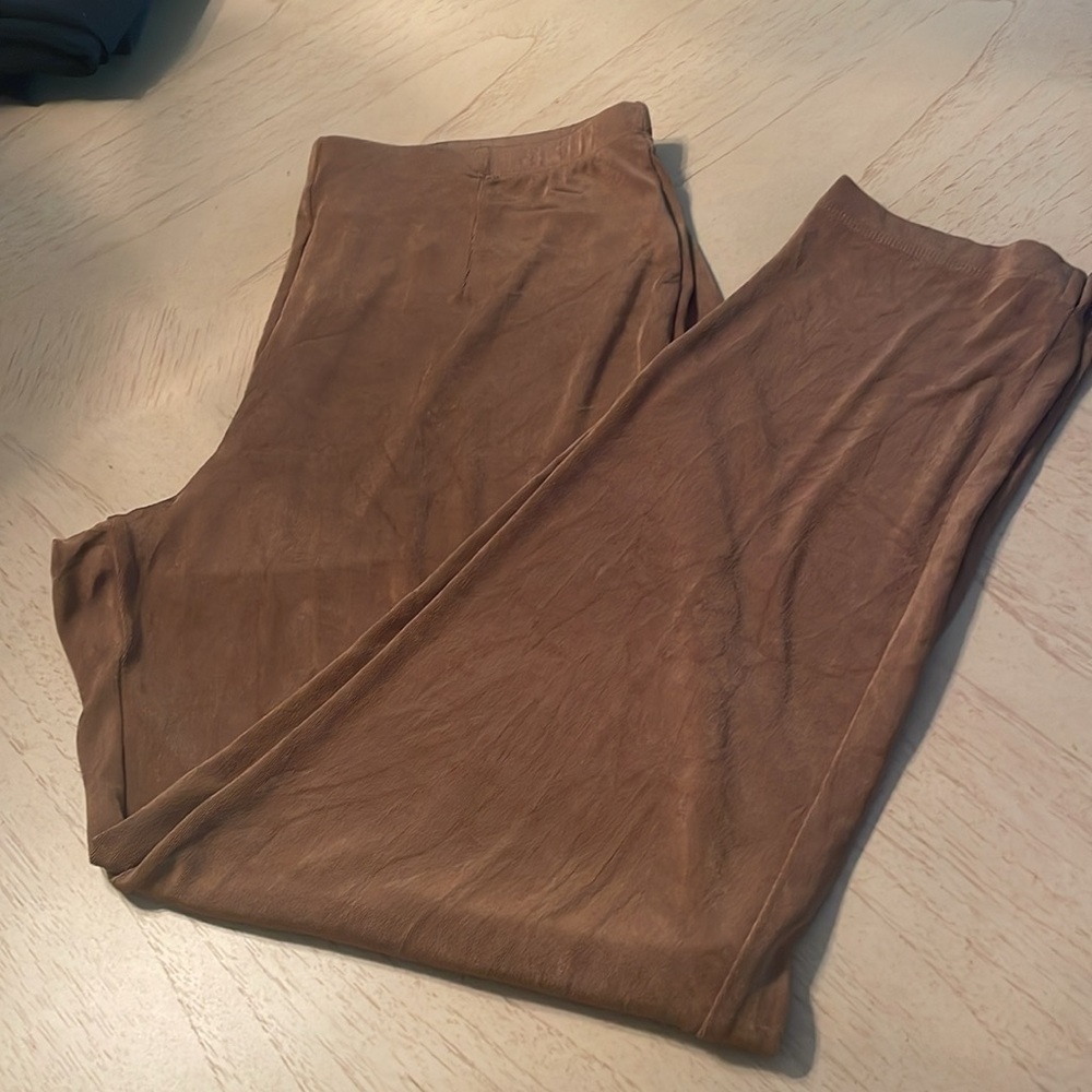 Chicos Travelers Collection Pull On Pants Womens L Brown Hippi Boho Acetate